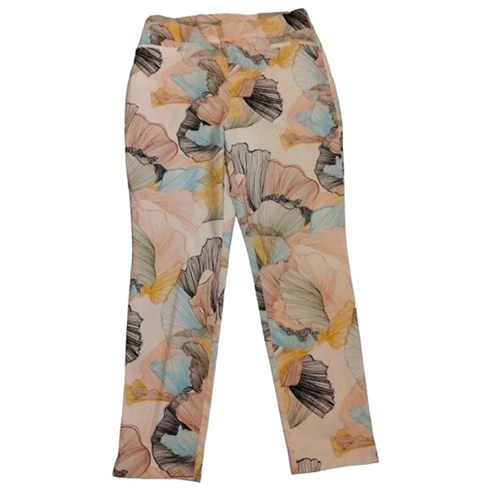 Chico's Women's So Slimming Brigitte Flowing Petal-Print Ankle Pants Size 8R